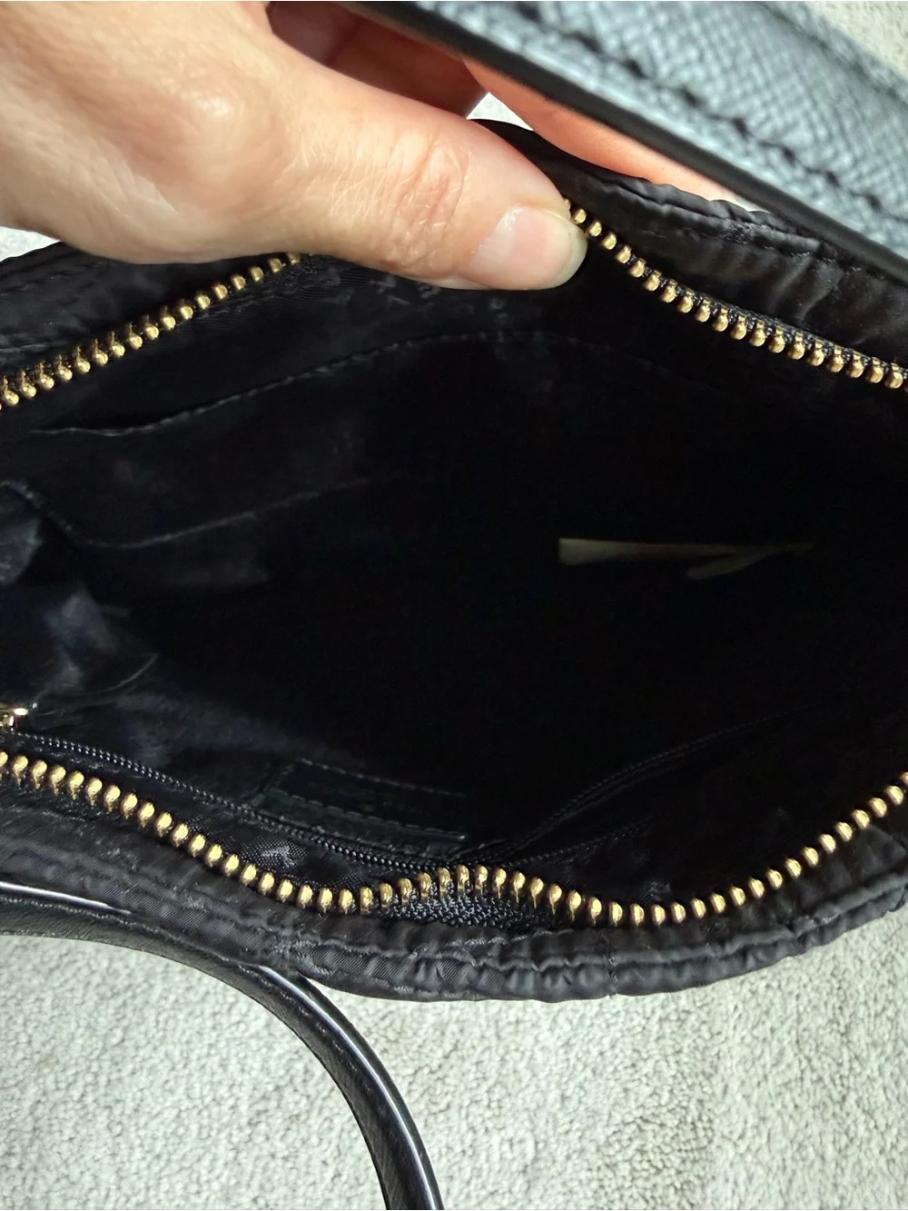 Kate Spade New York Black Quilted Nylon Crossbody Shoulder Bag Gold Tone
